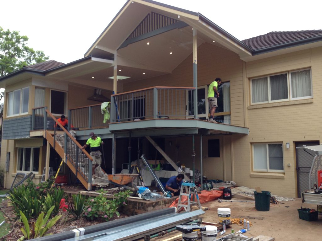 Outdoor entertaining, timber decking, stairs, balustrade